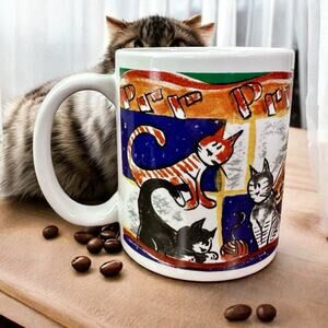 HH Houston Harvest Cat Prr Meow Ceramic Coffee Mug Dishwasher Microwave Safe